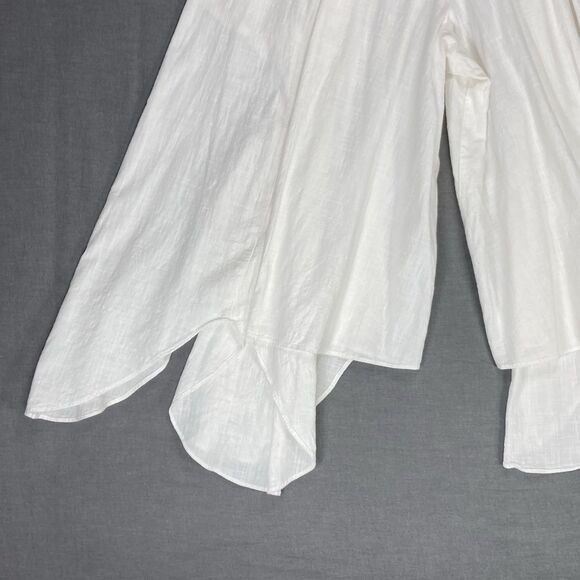 Lagenlook Linen Wide Leg Pants Womens L White Asymmetrical Parachute Boho Summer - Picture 8 of 14
